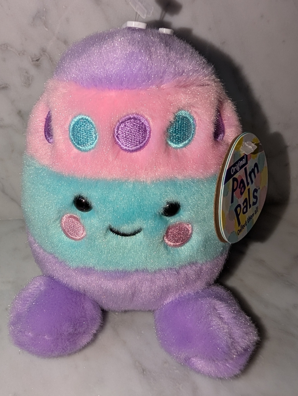 🆕 Palm Pals by Aurora Cotton Easter Egg Plushie 4" Stuffed Pink Teal Plush Toy
